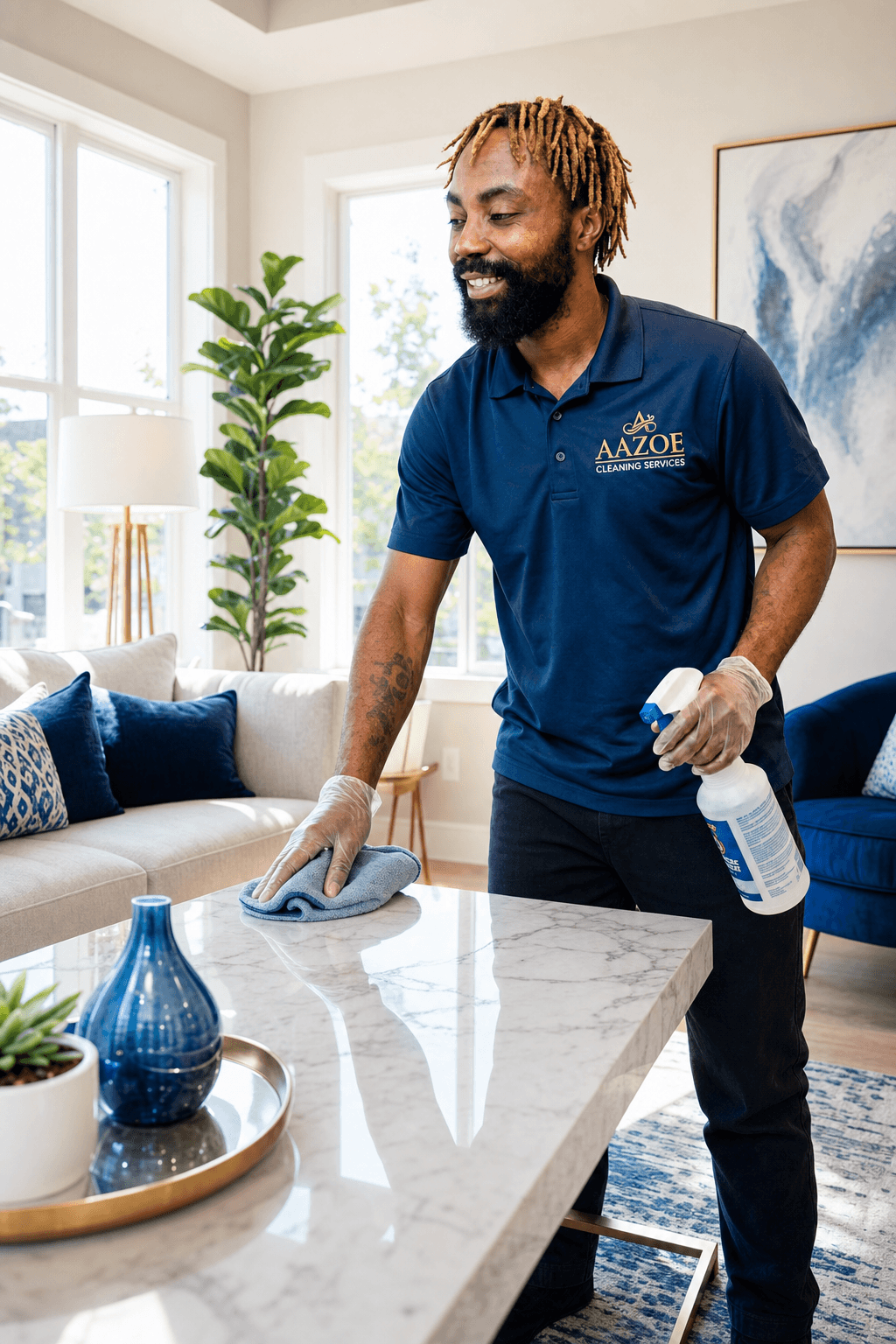 AAZOE CLEANING SERVICES - sparkling clean modern living room social media post