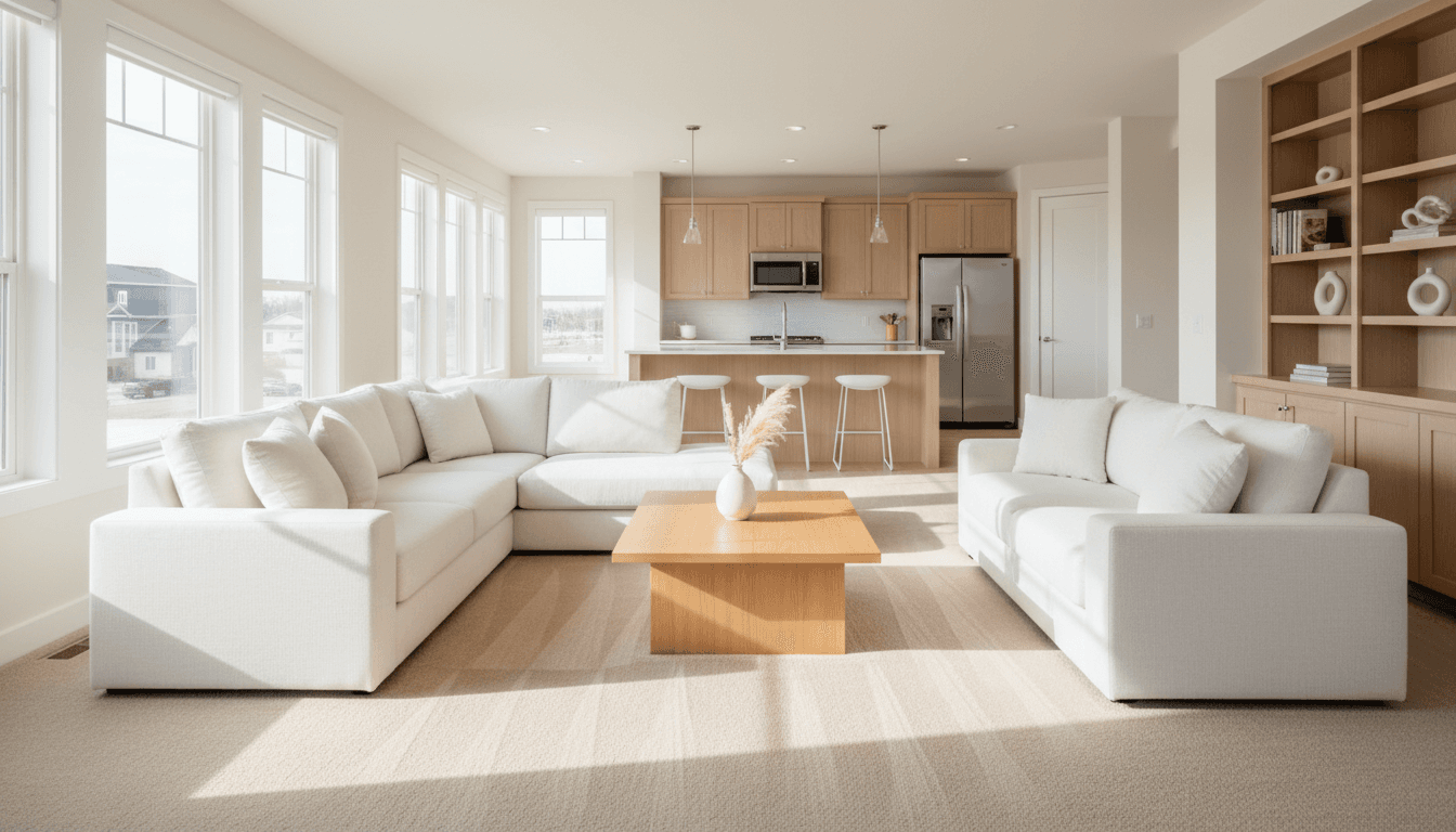 Clean, sunlit living room in a Fargo home after a professional cleaning