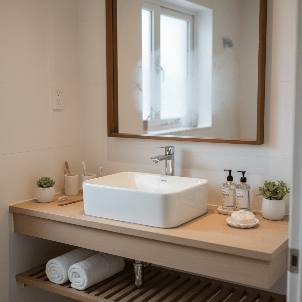 Bathroom surfaces polished